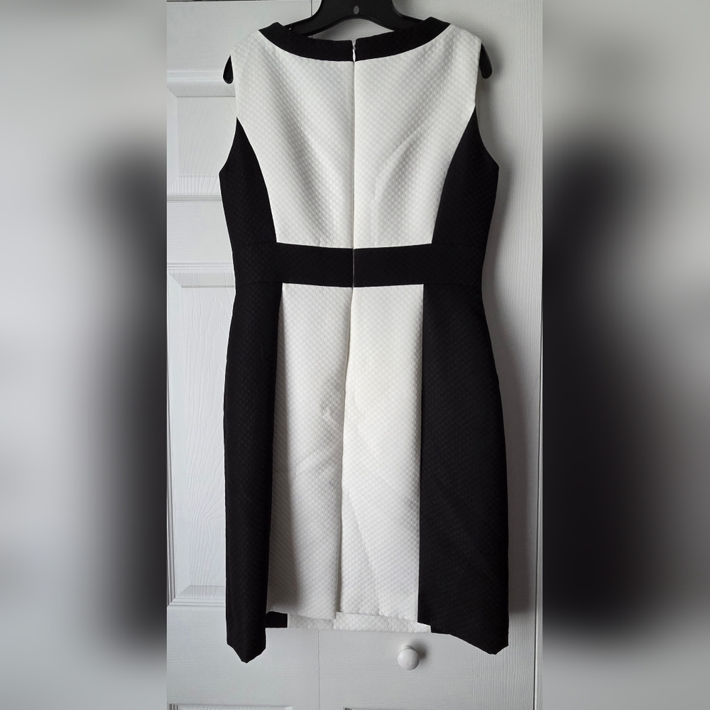Tahari-Levine Studio Black and White Sleeveless Colorblock Mini Dress Size 10 - Picture 6 of 13